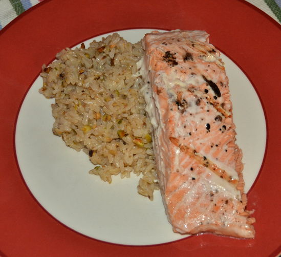 Vanilla Salmon with Coconut-Vanilla-Cardamom Brown Rice