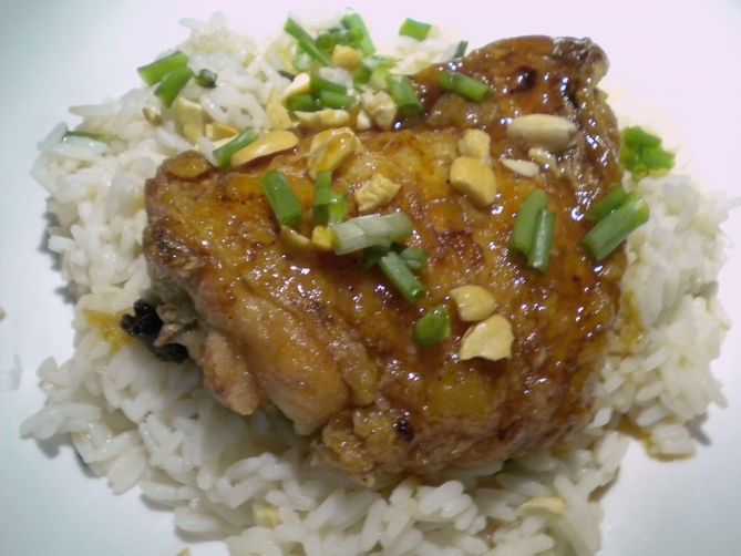 Honey Vanilla Glazed Chicken over Sweet Vanilla Rice