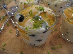Mangoes and Blueberries in Yogurt Cream