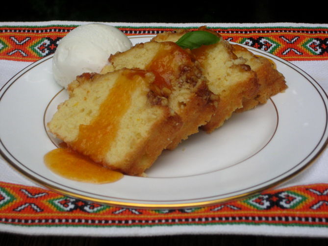 Vanilla Bean-Walnut-Orange Compote  Pound Cake with Vanilla Bean Ice Cream