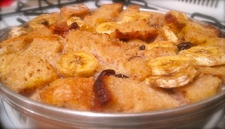 Spiced Banana Bread Pudding with Rum Sauce