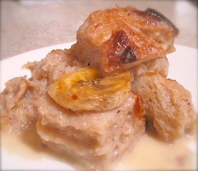 Spiced Banana Bread Pudding with Rum Sauce