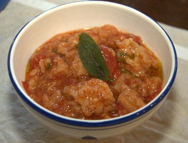 Tuscan Bread Soup with a Sage Oil Drizzle