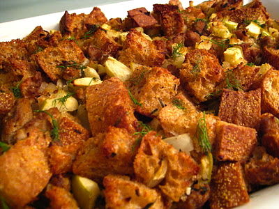 Lightened Up Holiday Stuffing with Fennel, Apple & Turkey Sausage