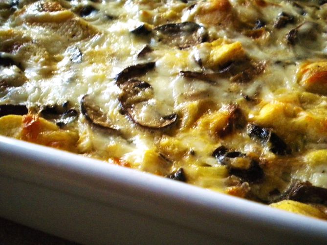Caramelized Onion and Mushroom Pudding (with Bakon?!?!)