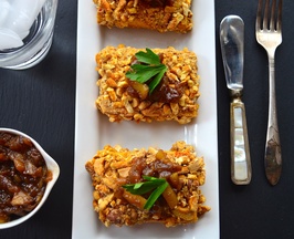 Cashew and Pretzel Crusted Tofu with sweet onion relish- Vegan Thanksgiving 