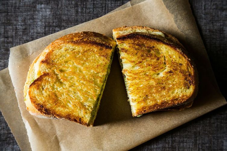 Grilled Aged Cheddar Cheese Sandwich with Pistachio Sage Pesto
