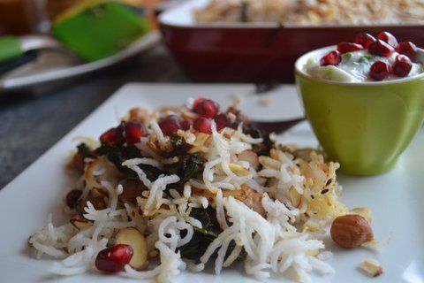 Kale Biryani with Garbanzo & Pomegranate (Crowd sourced)