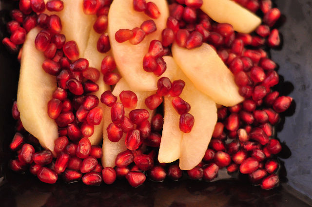 Wine-Poached Pears with Pomegranate