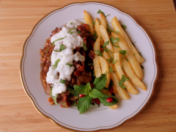 Eggplant-Lentil Stew with Homemade Pomegranate Molasses