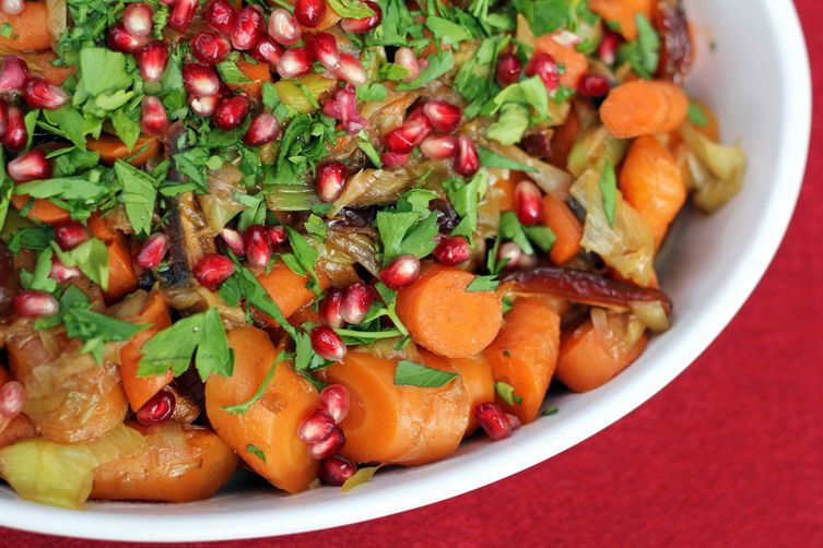 Pomegranate Glazed Carrots and Leeks