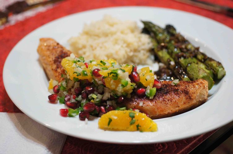 Grilled Salmon with Orange & Pomegranate Salsa