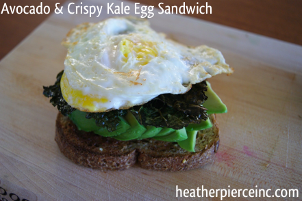 Best Breakfast Ever: Avacado, Egg, & Crispy Kale Sandwich