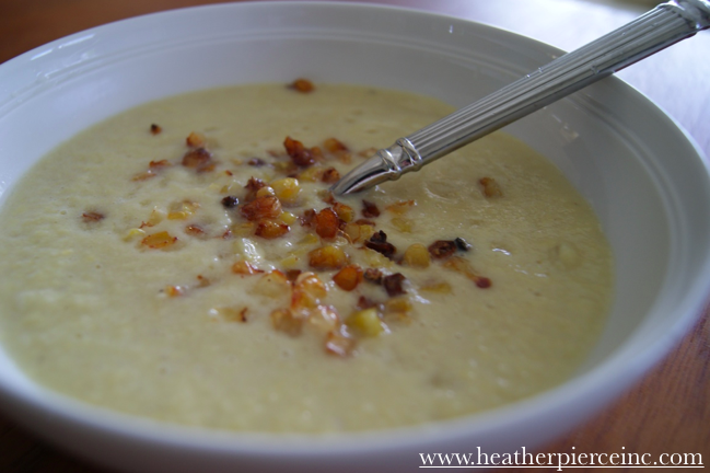 Pureed Corn Soup Topped with Roasted Corn