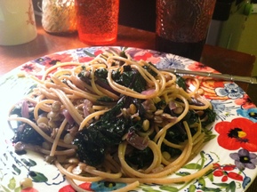 Simple Spagetti with Kale and Lentils