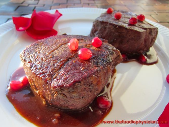 Filet Mignon with Pomegranate Dijon Sauce