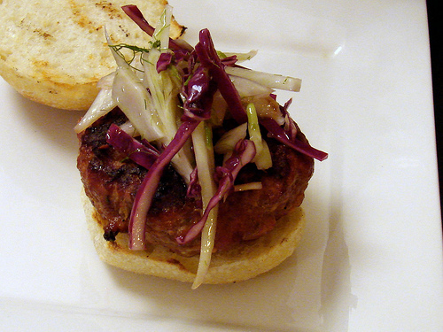 Smoky Pork Burgers with Fennel and Red Cabbage Slaw