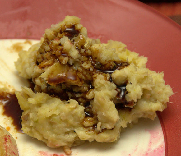 Celeriac-Potato Mash with Beer-Molasses Reduction