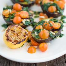 Grilled Avocados with Cherry Tomatoes and Herbs