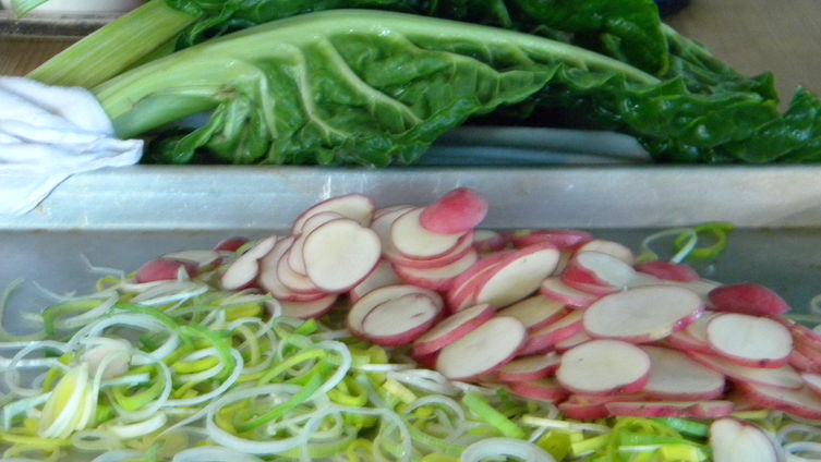 Potato, Leek, Chard & Bacon Tart