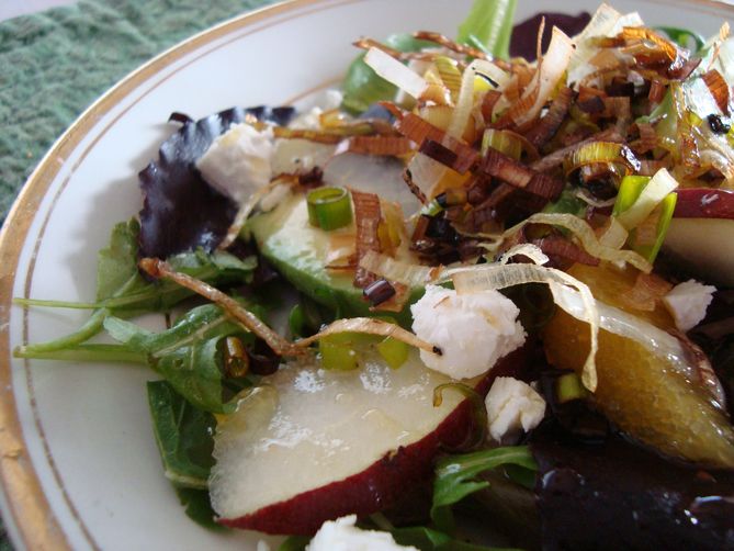 Bright Winter Salad with Crispy Leeks