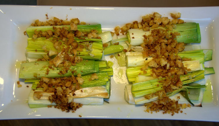 Roasted Leeks with Grapefruit Breadcrumbs