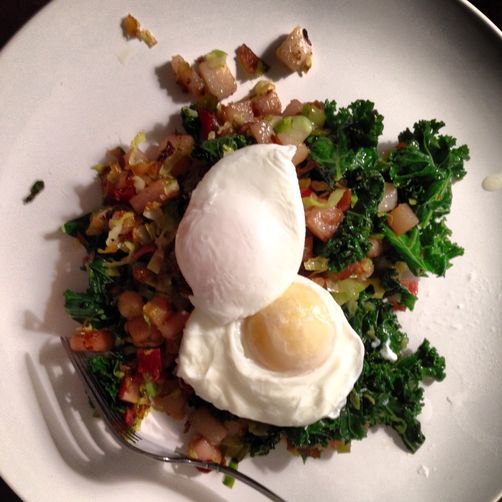 Leek, Bacon, Kale & Brussels Sprout Hash