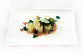 Leeks with Egg and Lemon Anchovy Vinaigrette