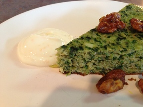 Persian Leek Frittata with Yogurt Sauce and Curried Walnuts