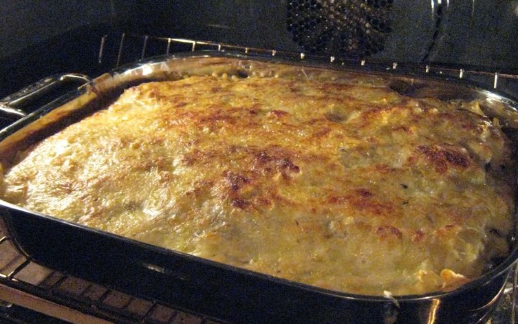 White Lasagna with Leeks and Mushrooms