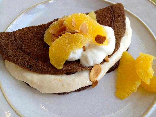 Chocolate Crepes with Orange Creme