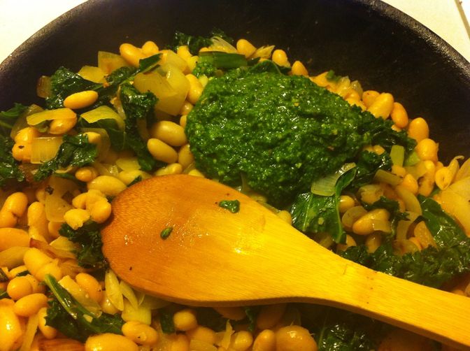 Pesto lunch beans