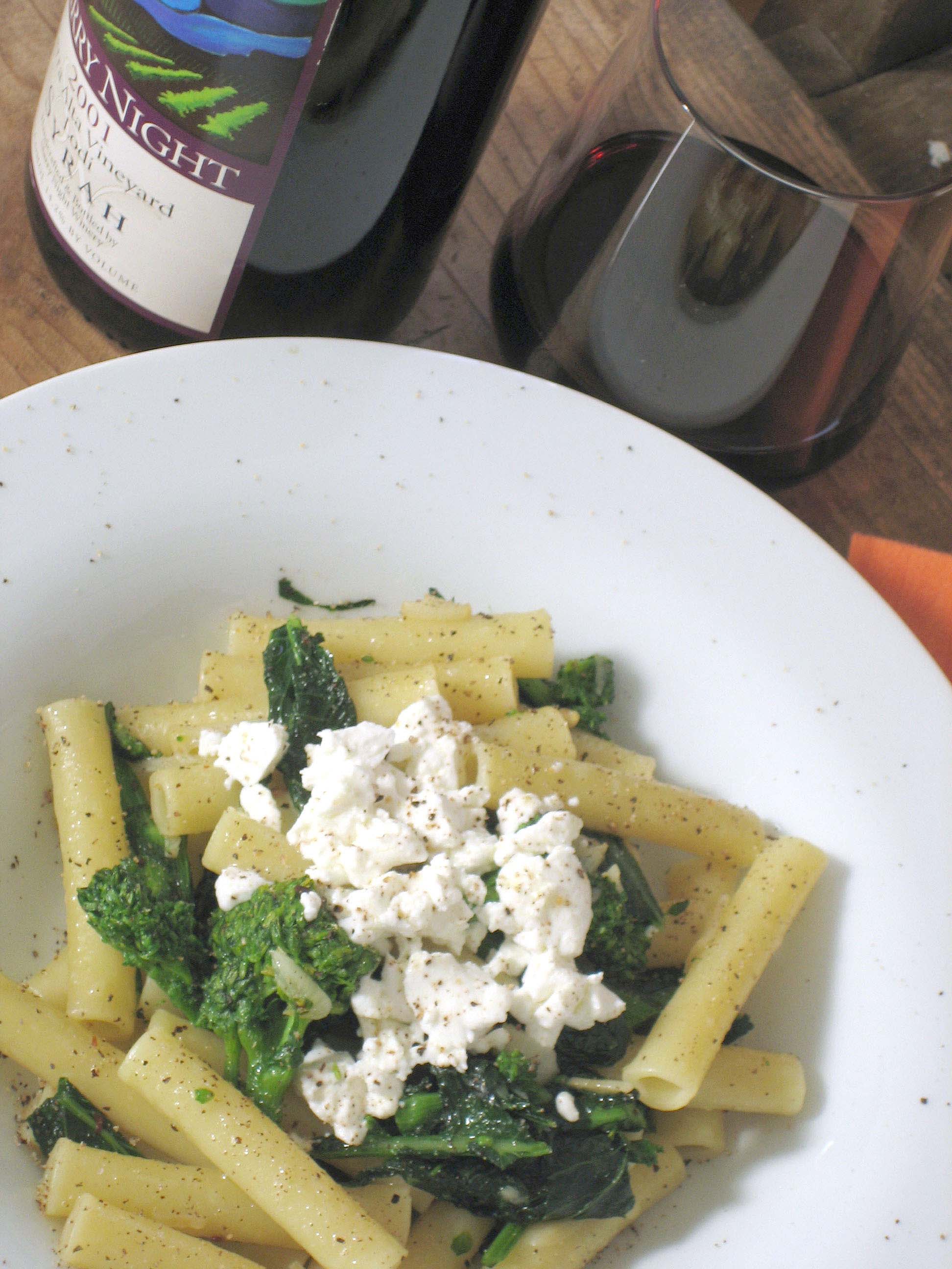 Ziti with Broccoli Rabe, Fresh Goat Cheese and Lemon Oil