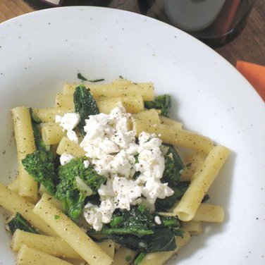Ziti with Broccoli Rabe, Fresh Goat Cheese and Lemon Oil