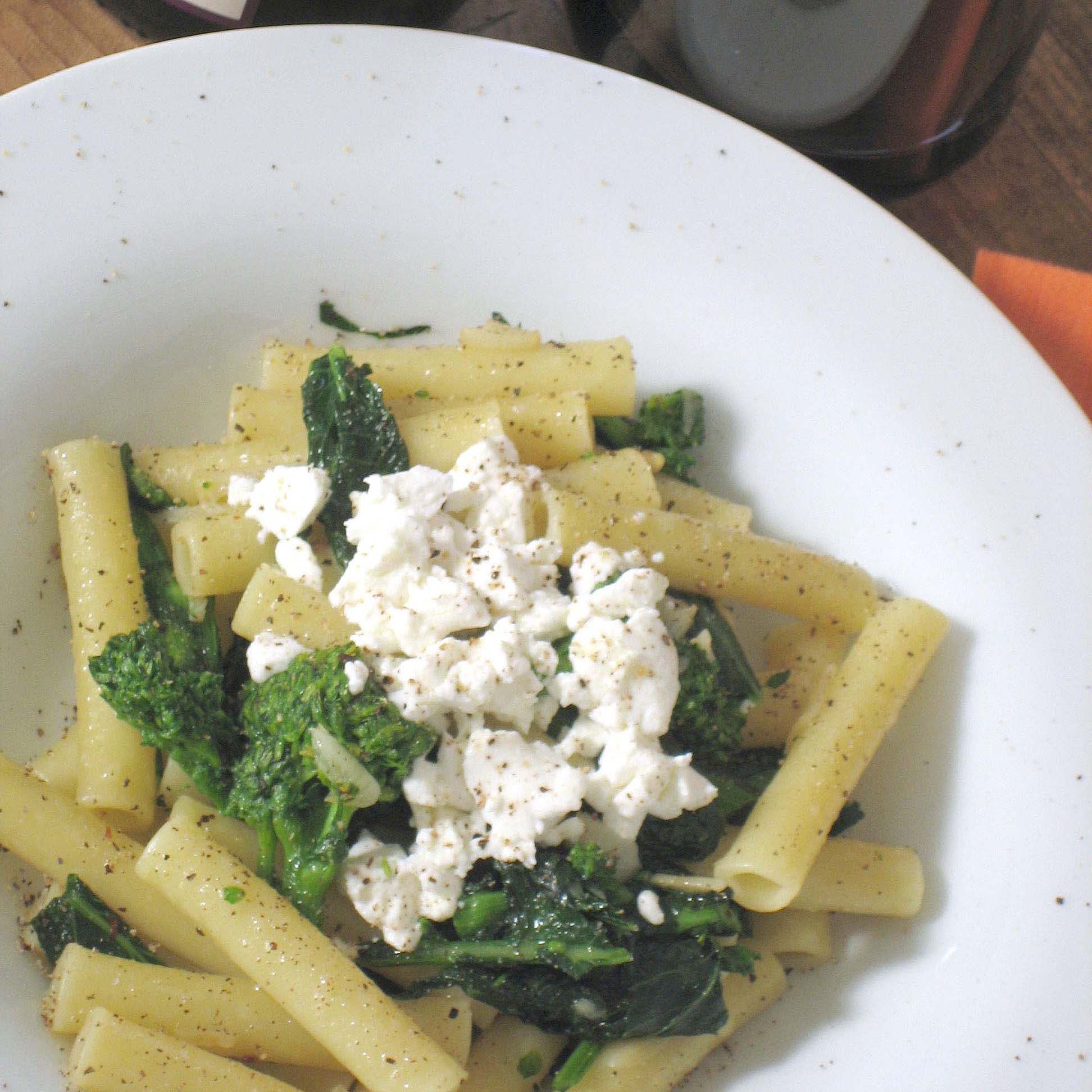Ziti with Broccoli Rabe, Fresh Goat Cheese and Lemon Oil