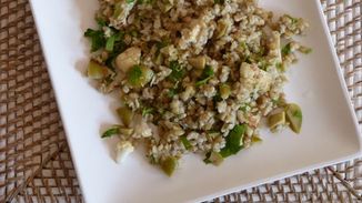 Freekeh Salad with Roasted Cauliflower and Green Olives