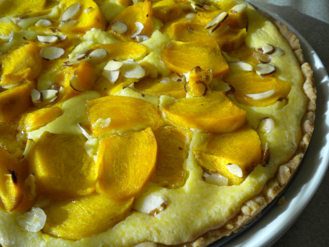 Almond Persimmon Cream Cheese Tart