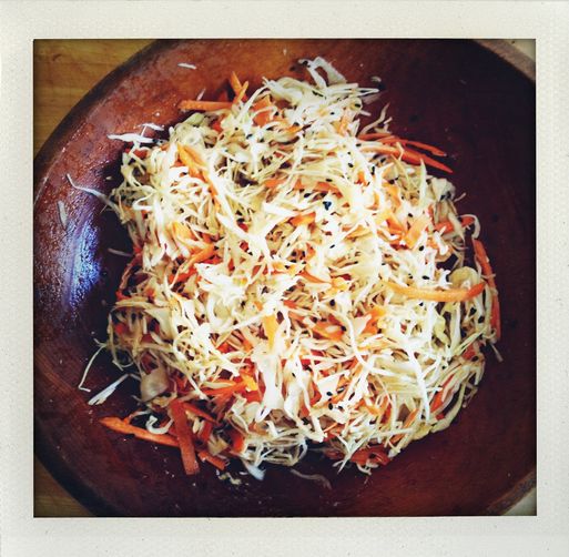 Crunchy Cabbage Salad with Miso-Ginger Dressing