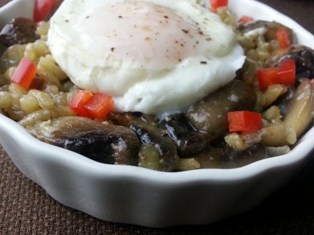 SUGAR - FREE Mushroom Coconut Risotto with Poached Egg