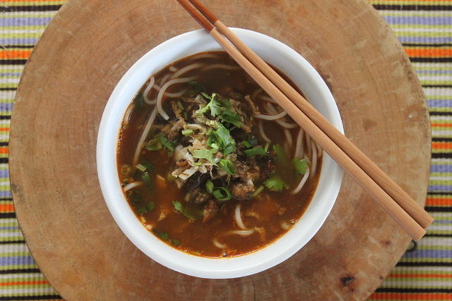 Spicy Sesame Pork Soup with Noodles