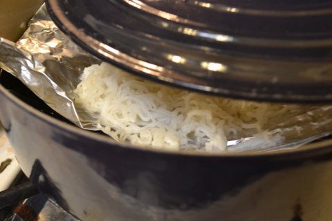 Fresh Home made Rice noodles in a coconut & yogurt sauce