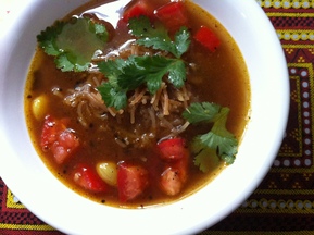 Pepper and Garlic Rasam with Vermicelli