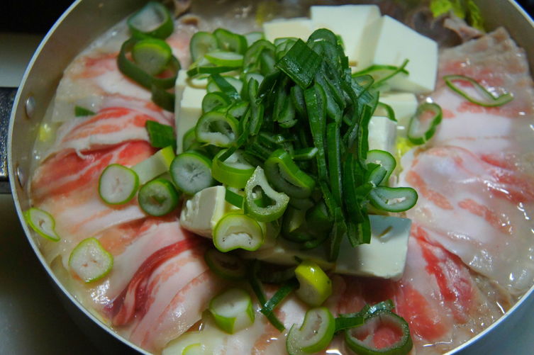 Chicken stock soy milk soup with Noodles