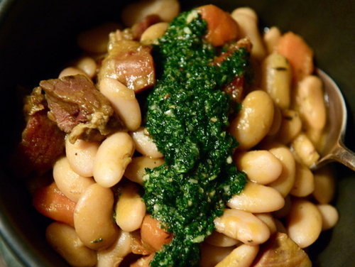 LIMA BEAN & HAM STEW WITH PISTOU
