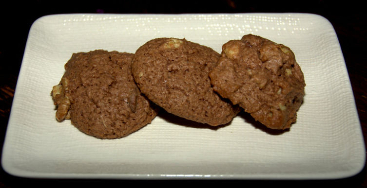 Cocoa Cookies with Chocolate Chips and Walnuts