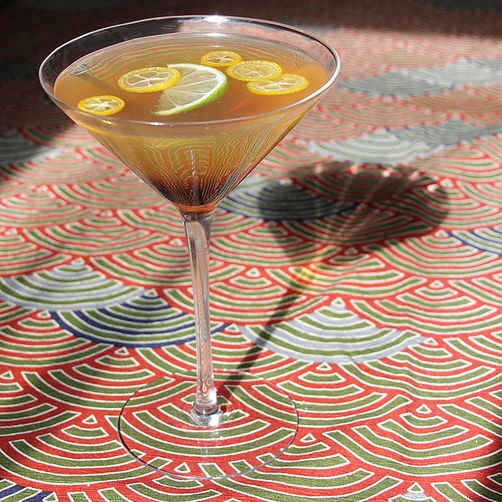 Smoked tea-quila-quat fizz