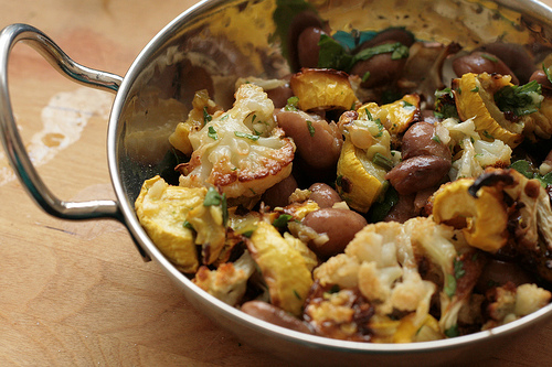 Squash and Cauliflower Salad with Cranberry Beans and Salsa Verde