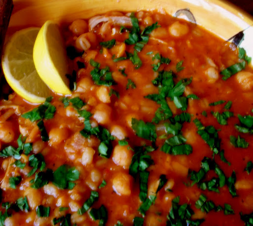 Chai Spiced Chicken, Barley and Chickpea Stew