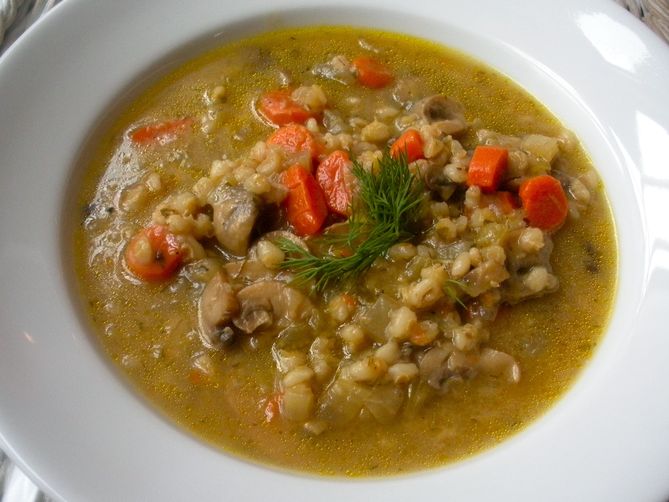 Mom's Mushroom Barley Soup
