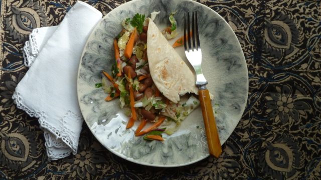 Spiced Bean Tacos with Cabbage and Carrot Relish
